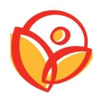 Modern credit union logo featuring a stylized abstract design with warm colors.